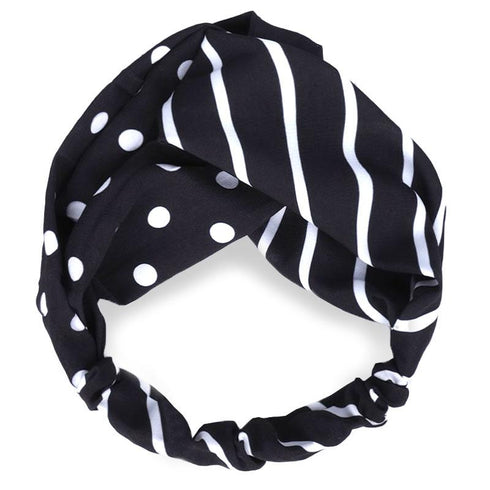 Bandeau cheveux bi-motif pois et rayures Ayla